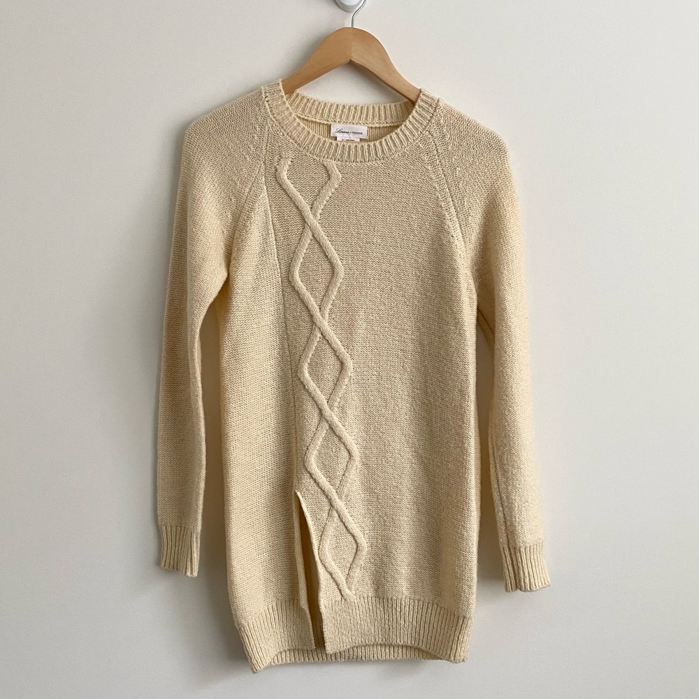 Lovers + Friends Wool Mohair Beige Tunic Sweater